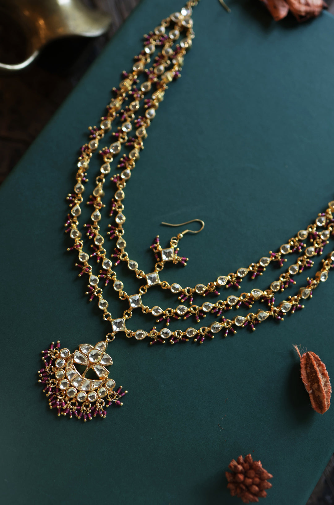 Siyara Pink Kundan Mathapatti