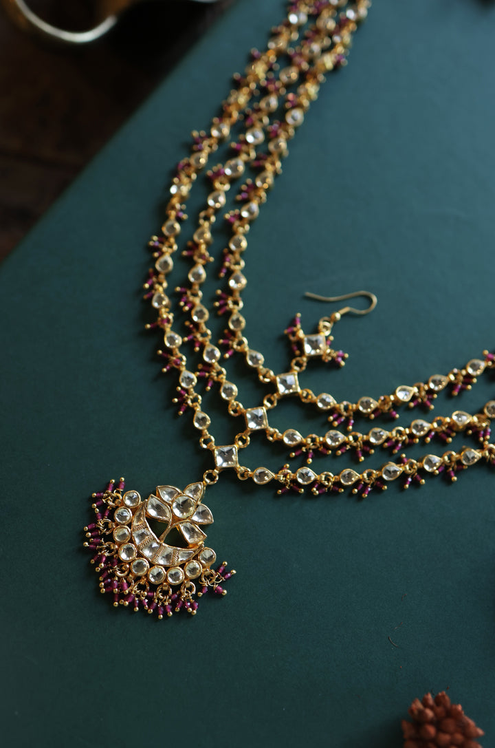Siyara Pink Kundan Mathapatti