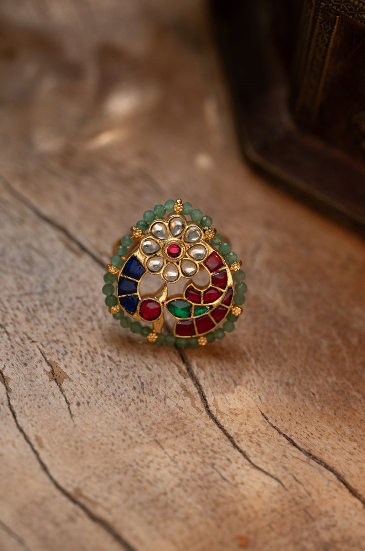 Ruhi Multicolored Kundan Ring