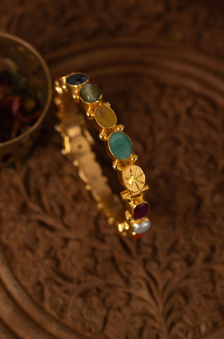 Nishtha Fine Silver Navrattan Bangle