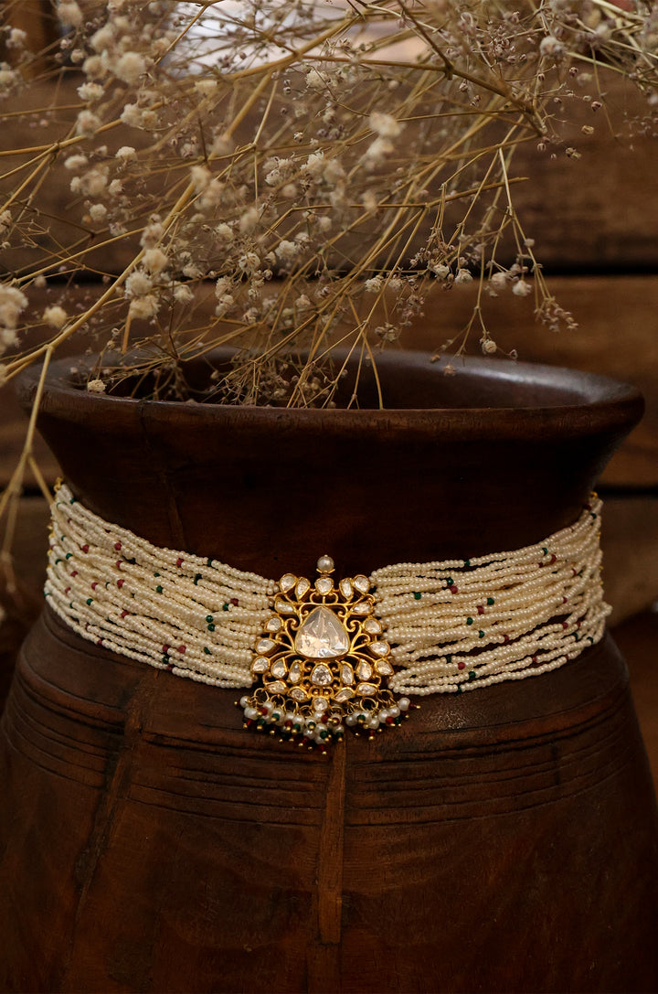 Marissa Polki Silver Choker Necklace