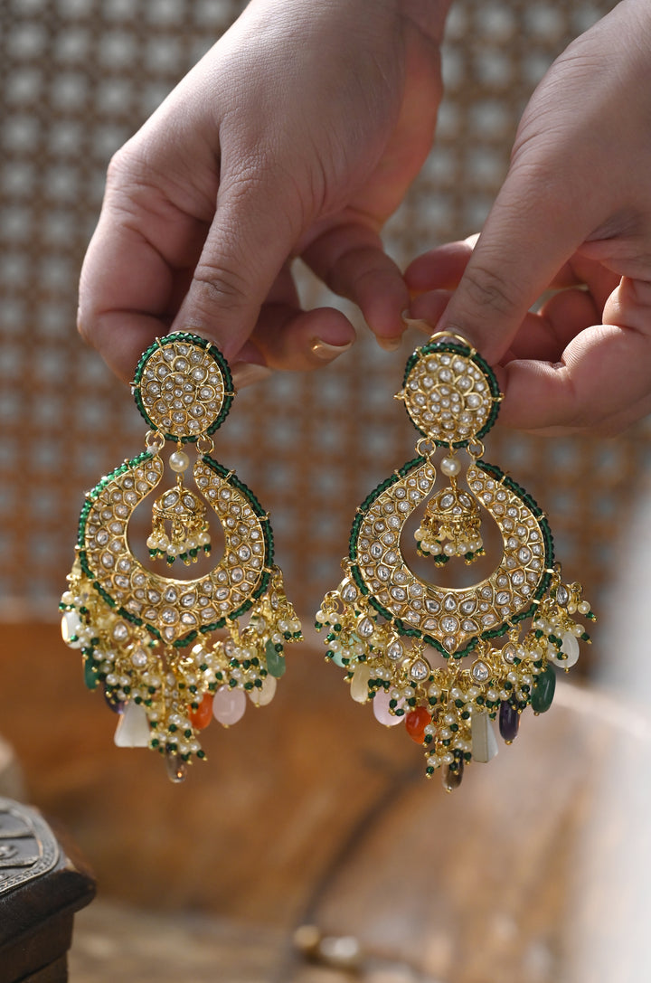 Qayanat Multicoloured Chandbali Earrings