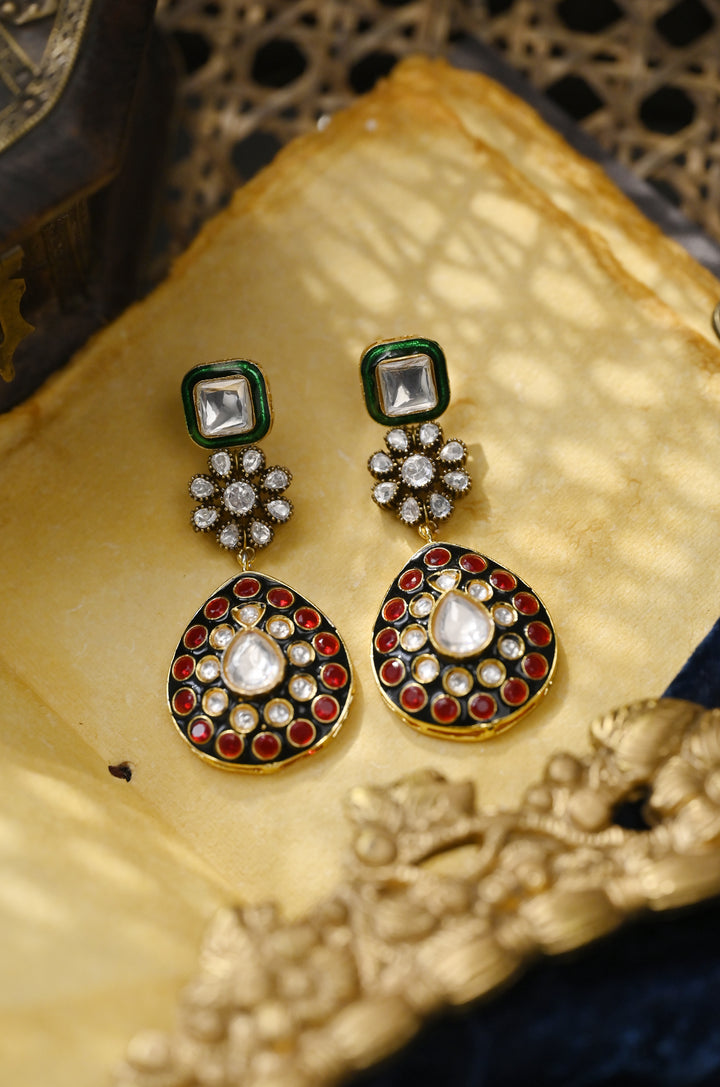 Huma Meenakari Polki Earrings