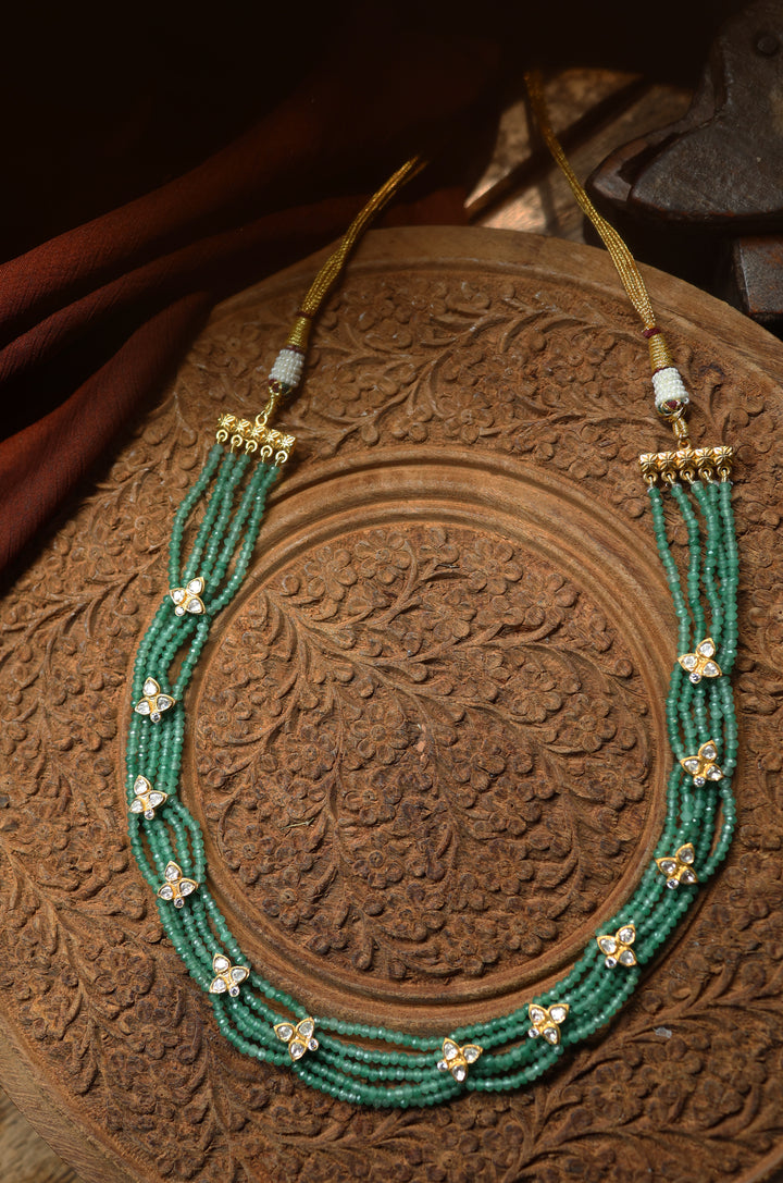 Aiza Mint Silver Polki Necklace