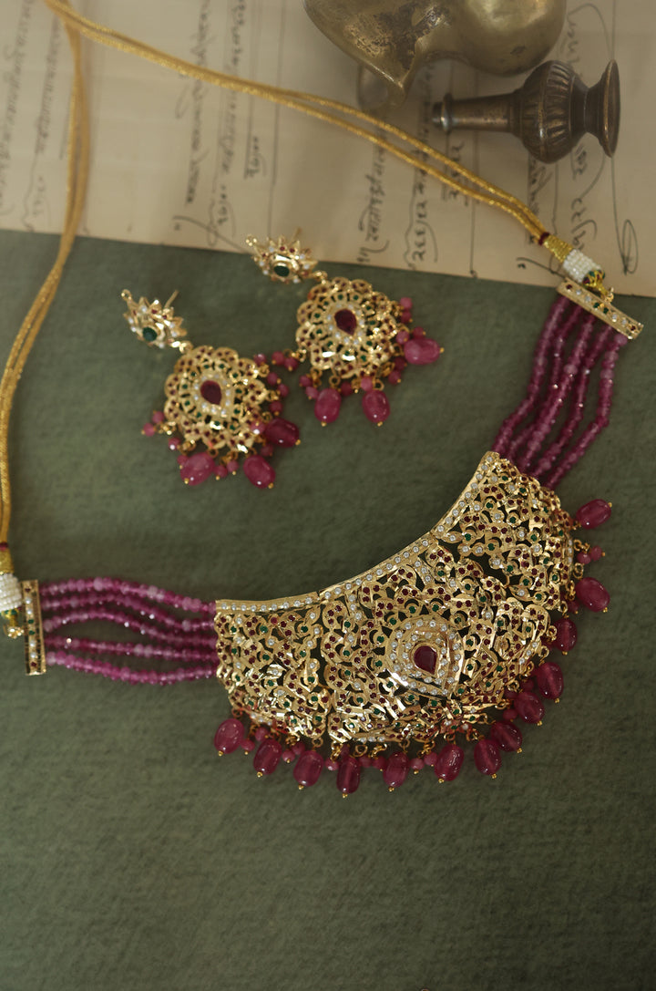 Amodini Pink Jadau Necklace Set