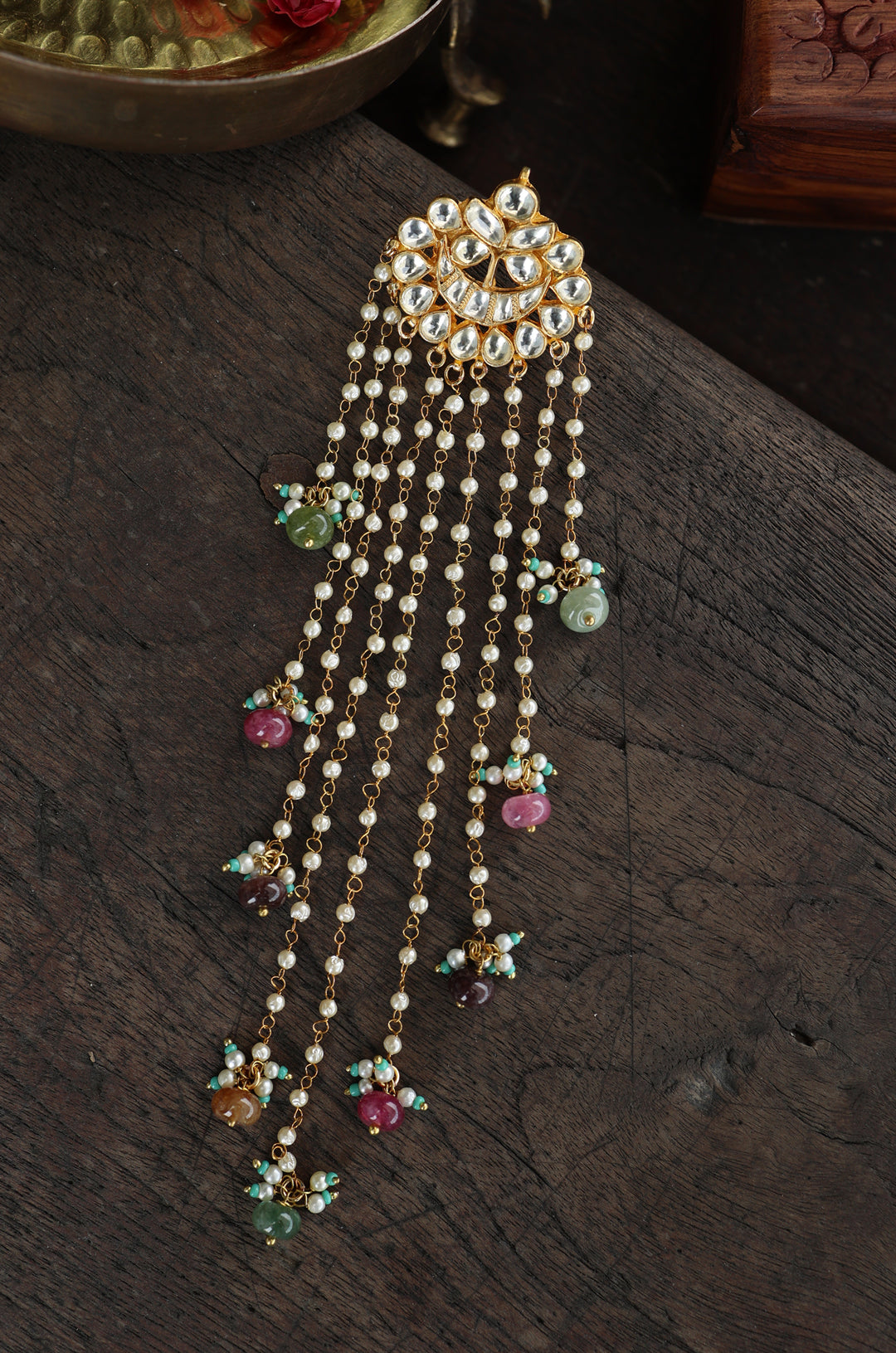 Madhur Kundan Braid Pin