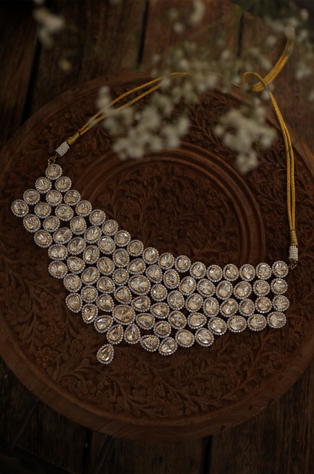 Arissa Polki Silver Choker Necklace