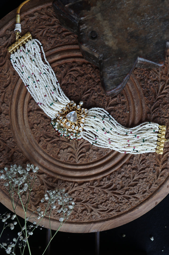 Marissa Polki Silver Choker Necklace