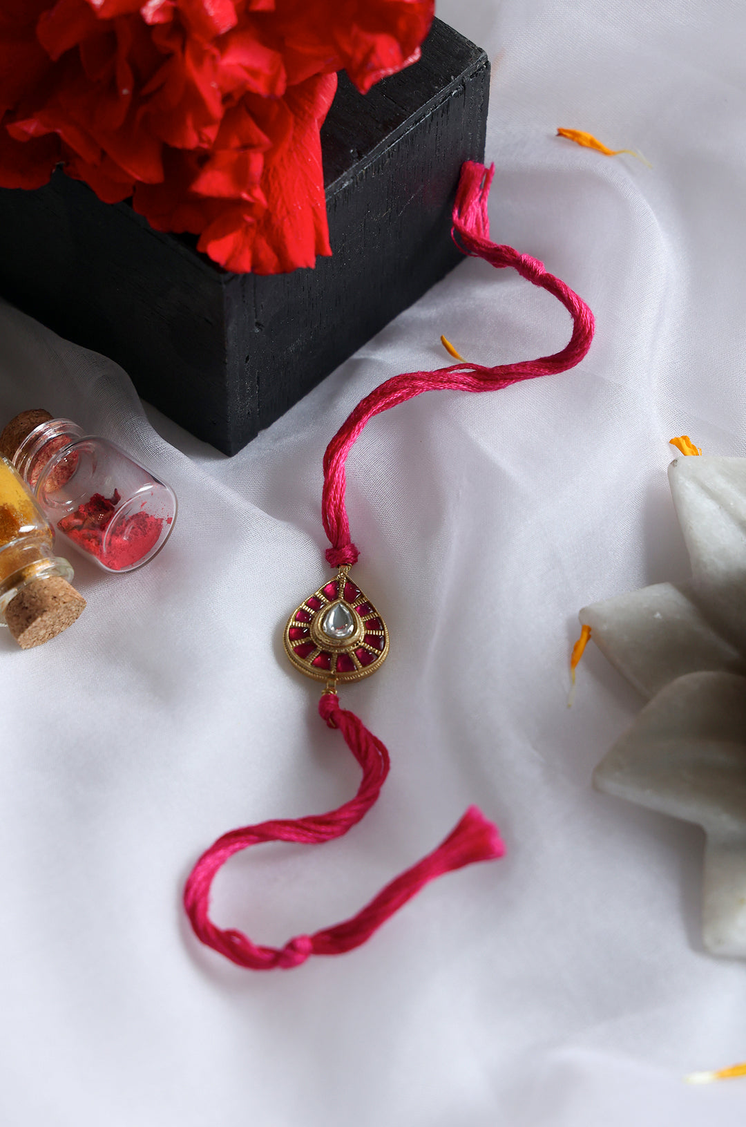 Iravanth Pink Gold Plated Polki Rakhi