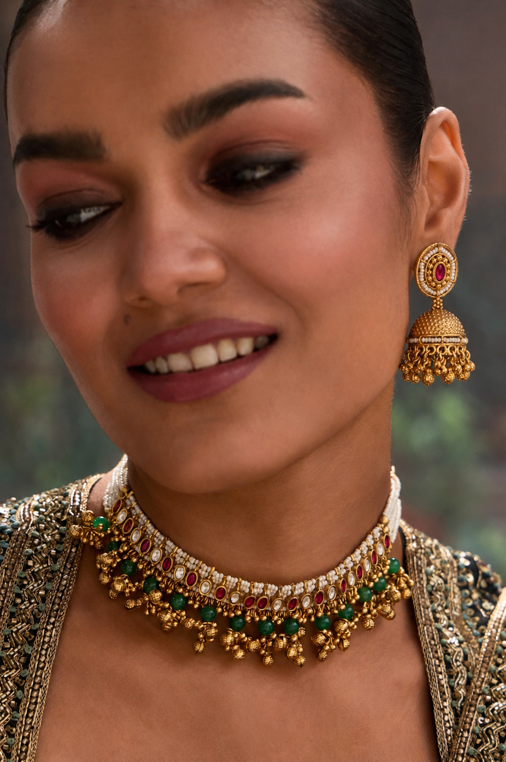 Umme Pink Kundan Necklace Set