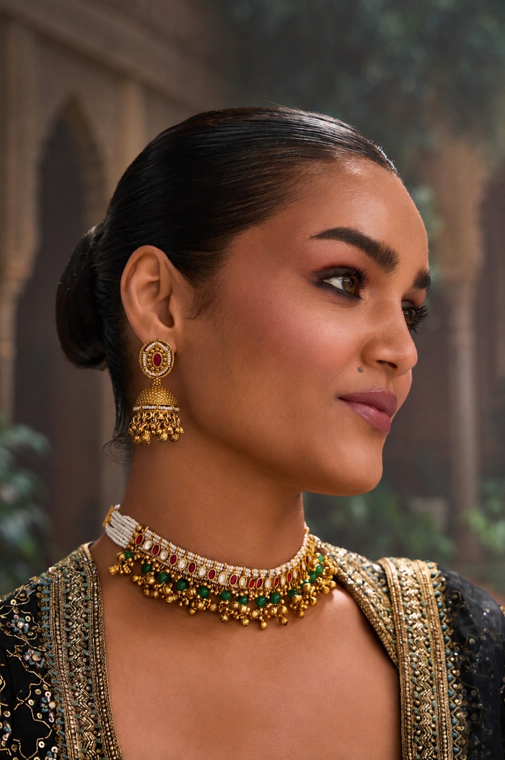 Umme Pink Kundan Necklace Set