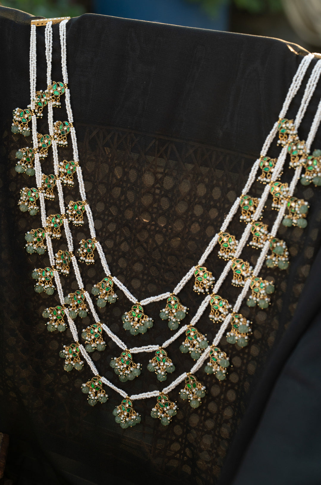 Mehrunisa Mint Kundan Teenlada Necklace