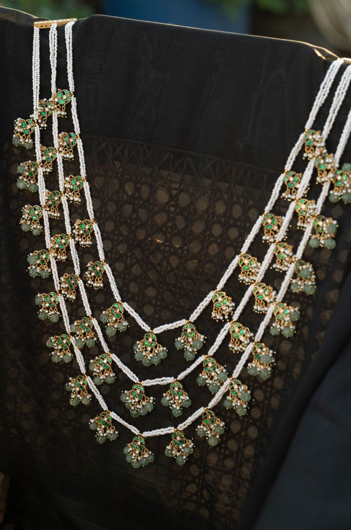Mehrunisa Mint Kundan Teenlada Necklace