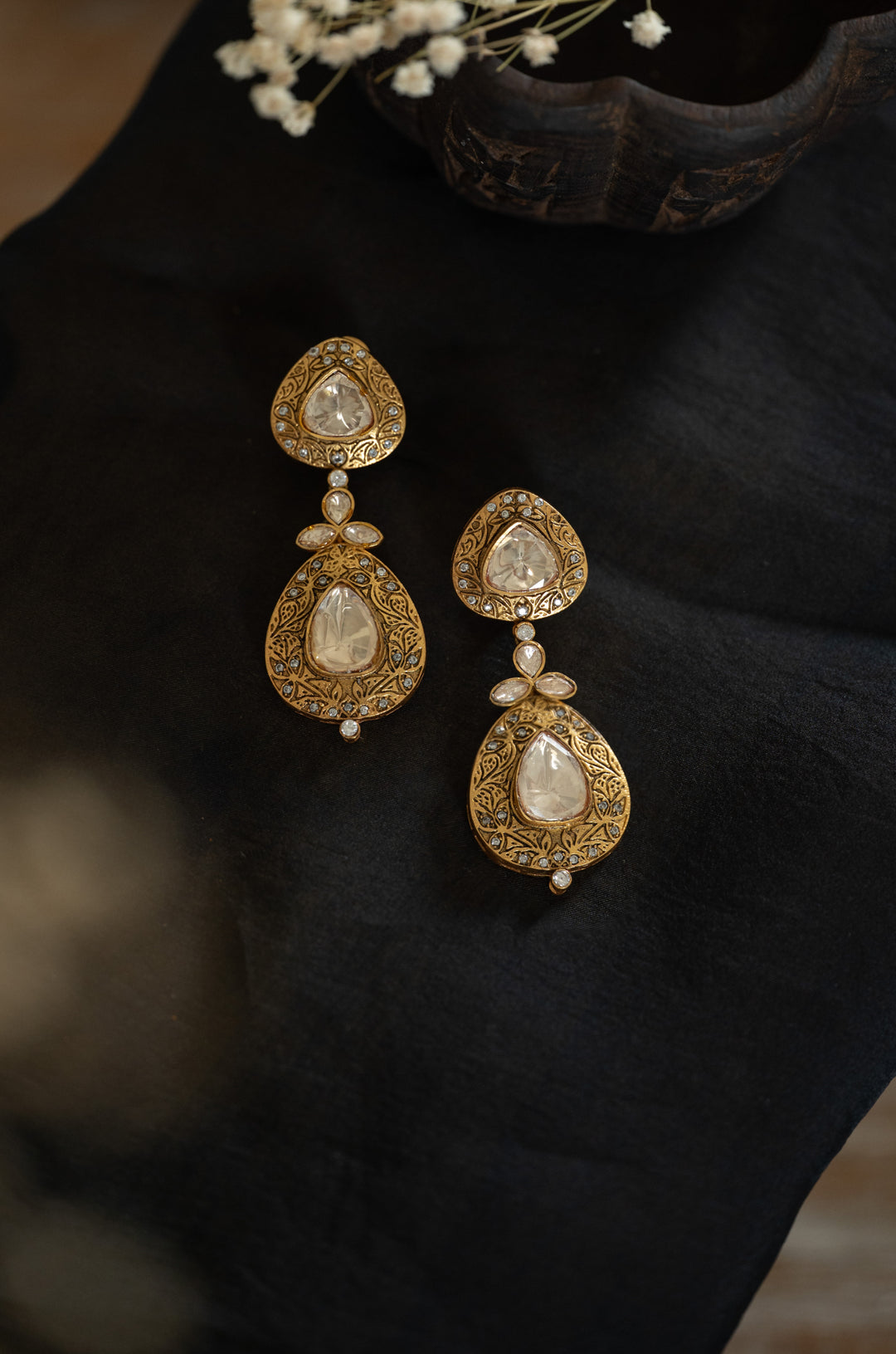 Ishira Temple Polki Earrings
