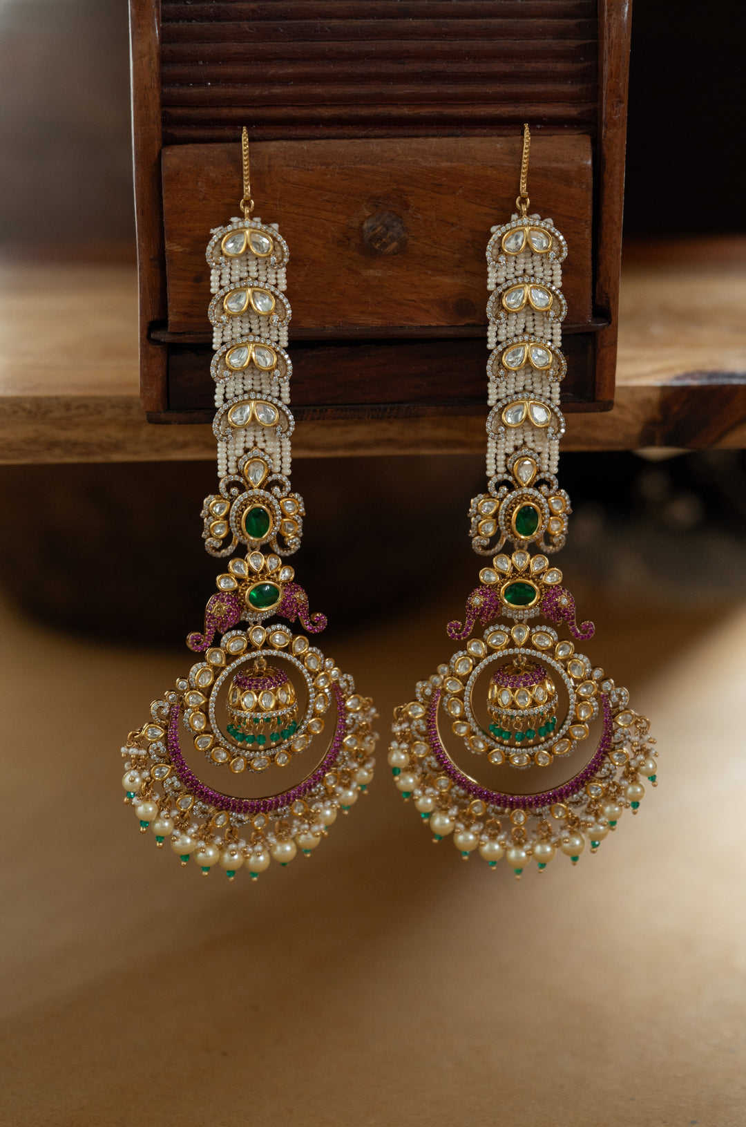 Ruhani Pink Polki Jhumka Earrings