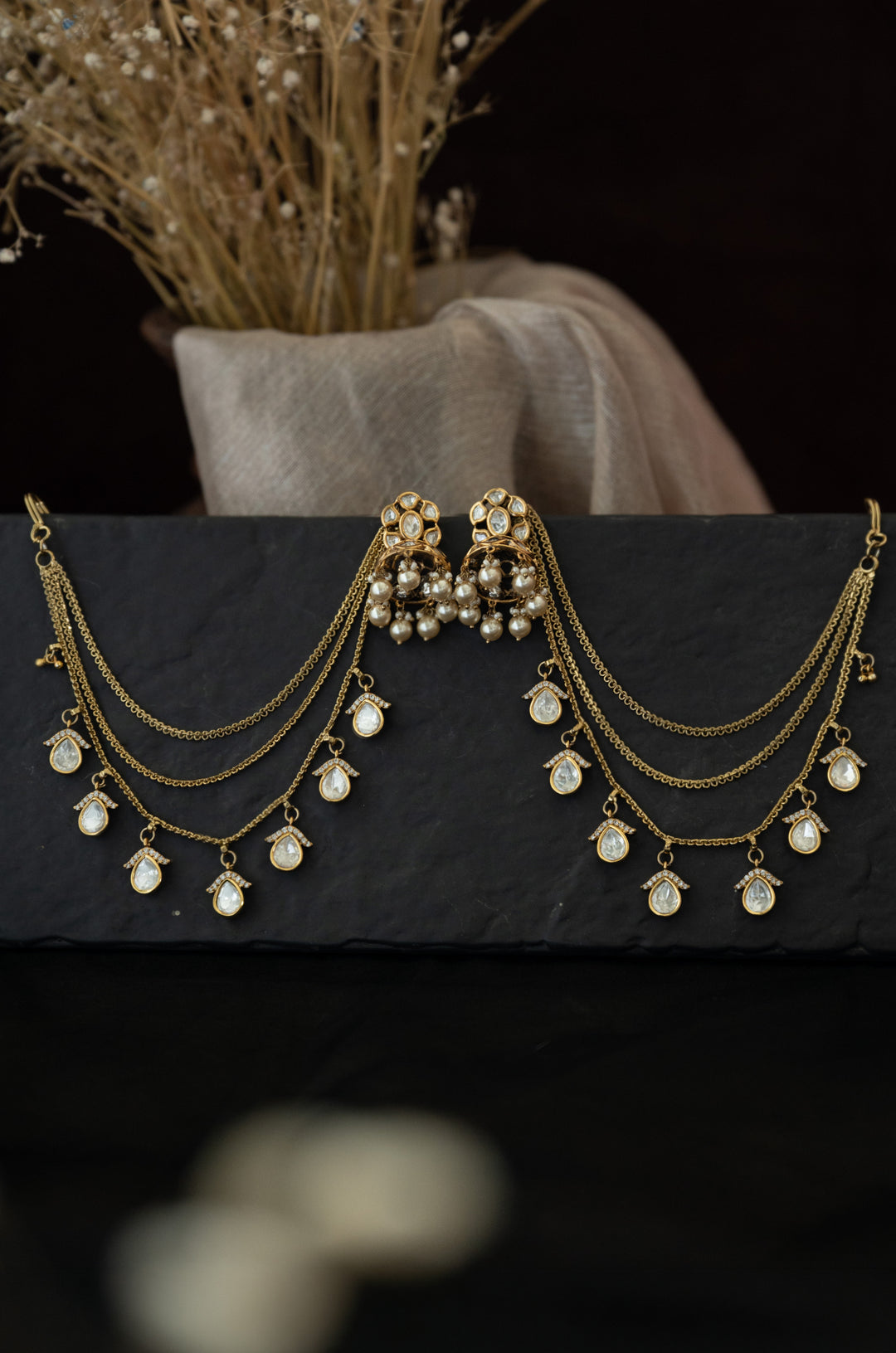 Gulnaar Polki Statement Jhumka Earrings