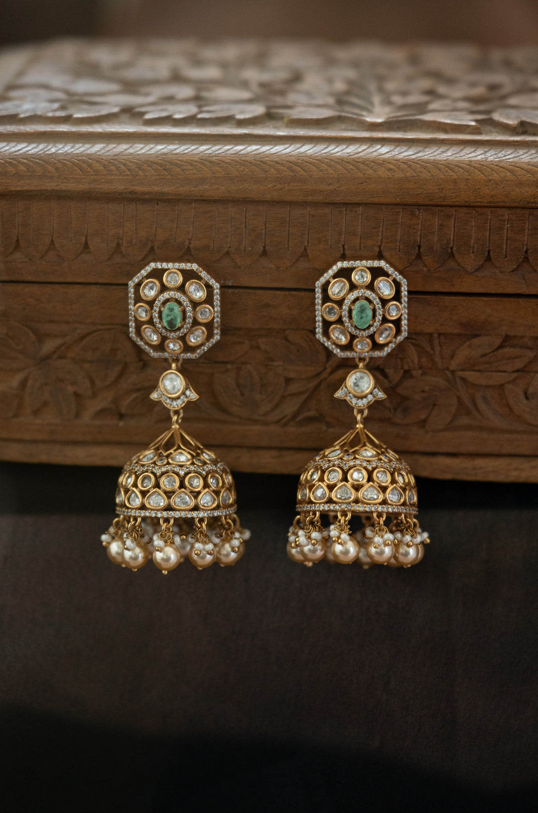 Astra Mint Polki Jhumka Earrings