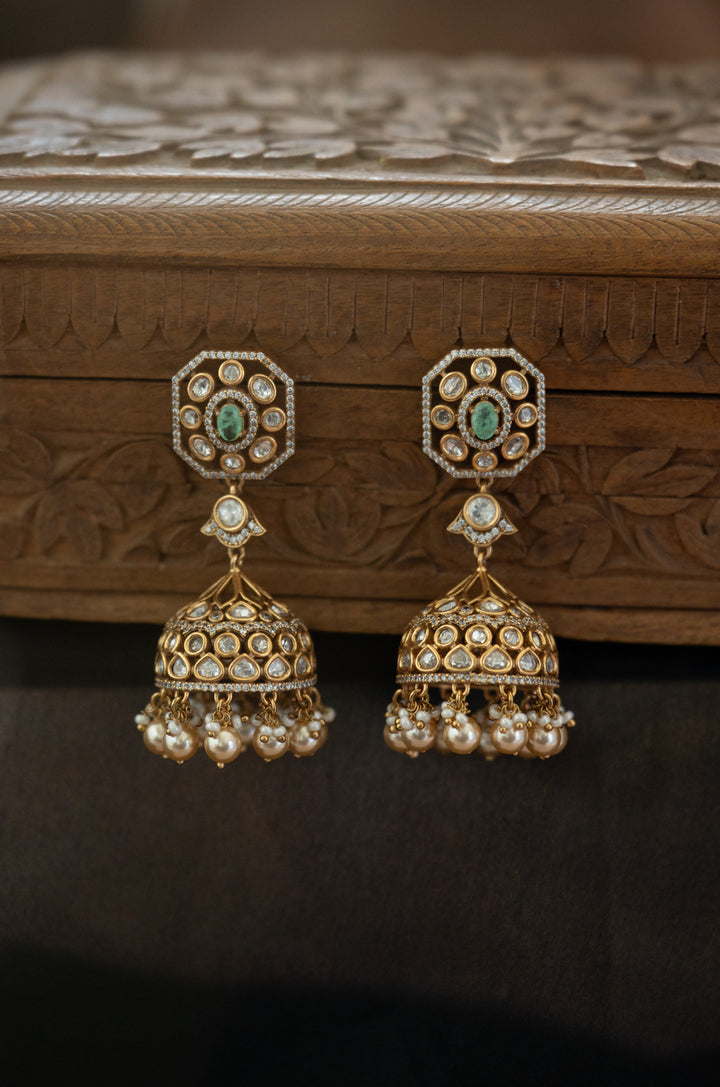 Astra Mint Polki Jhumka Earrings