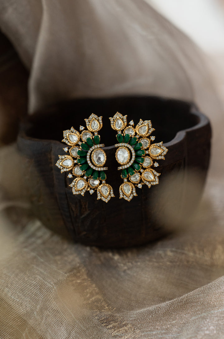 Saira Green Polki Stud Earrings