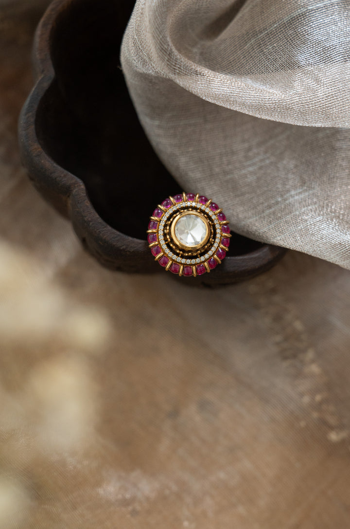 Gulnaar Pink Polki Ring