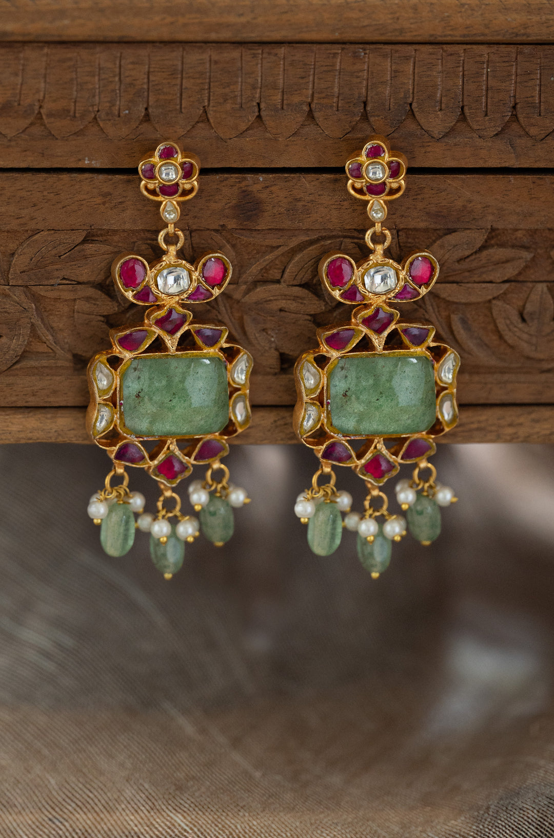 Vanika Mint Kundan Earrings