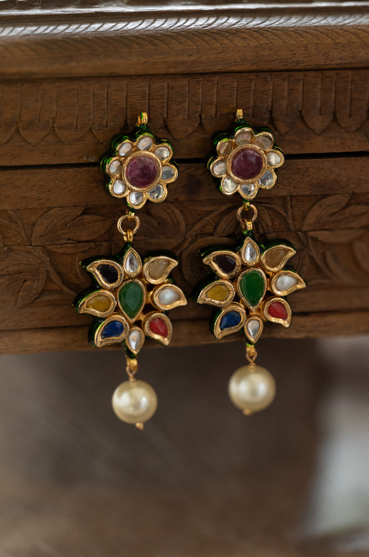 Prabhisha Navrattan Kundan Earrings