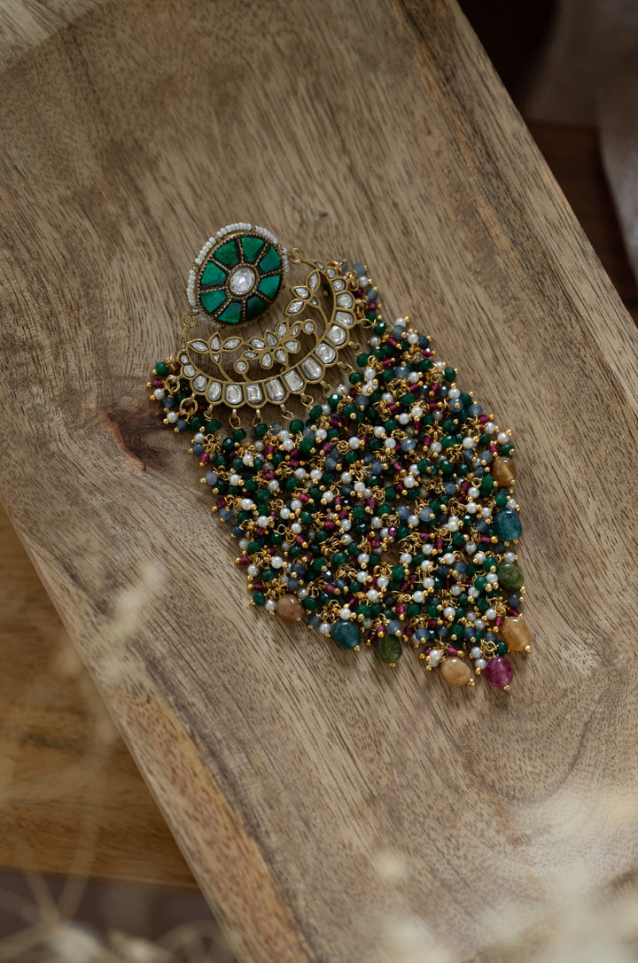 Saba Green Kundan Braid Pin