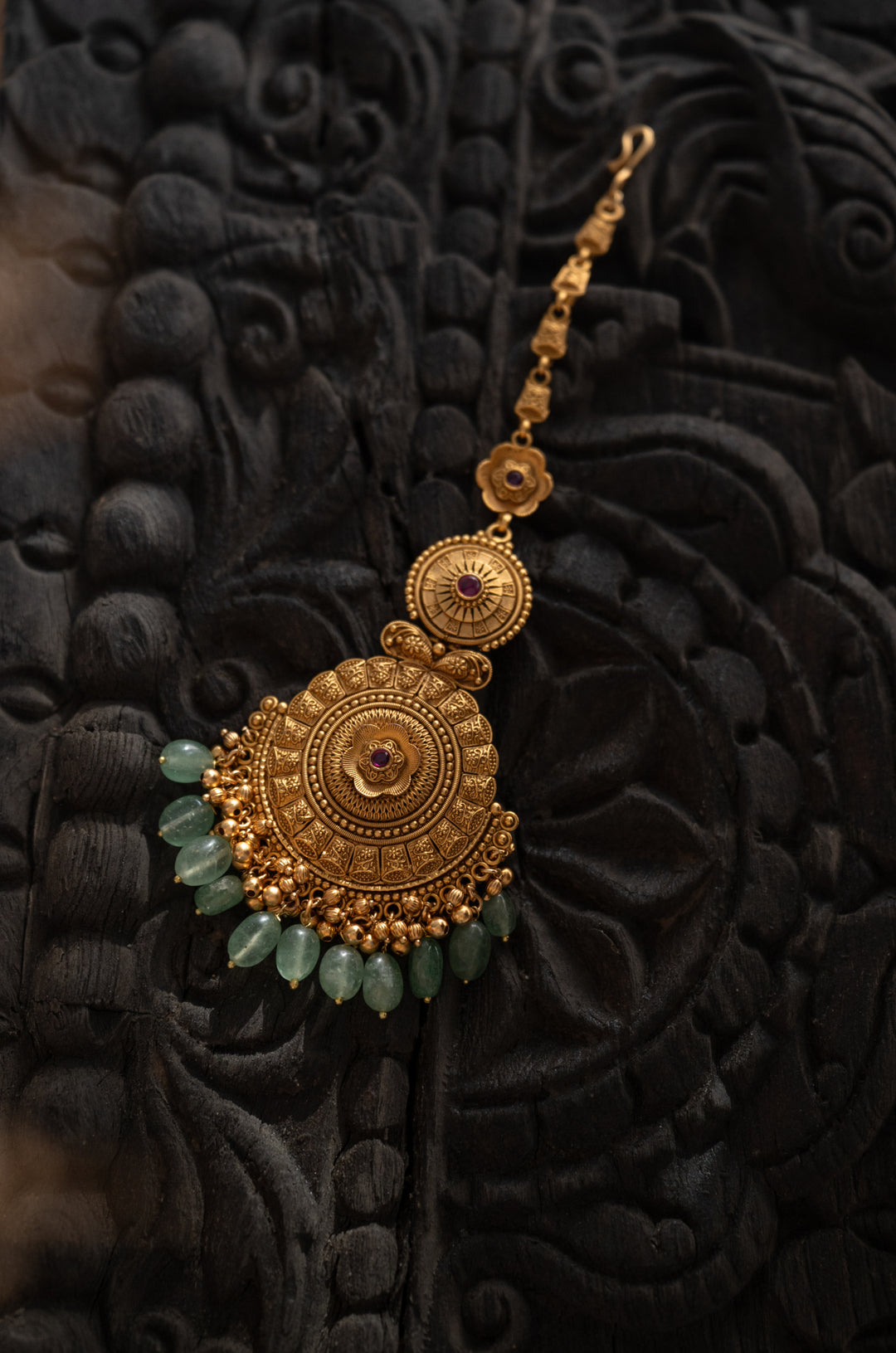 Jahanvi Mint Temple Work Maangtikka