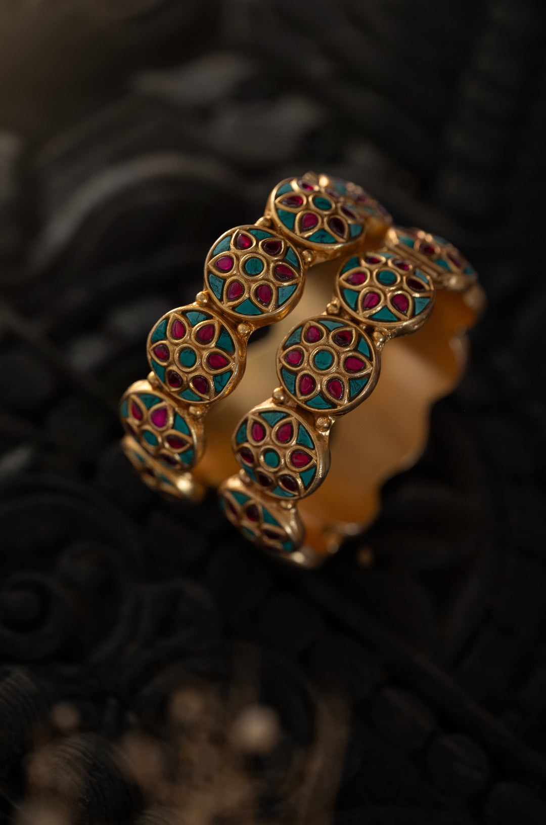 Gauri Temple Bangles - Set of 2