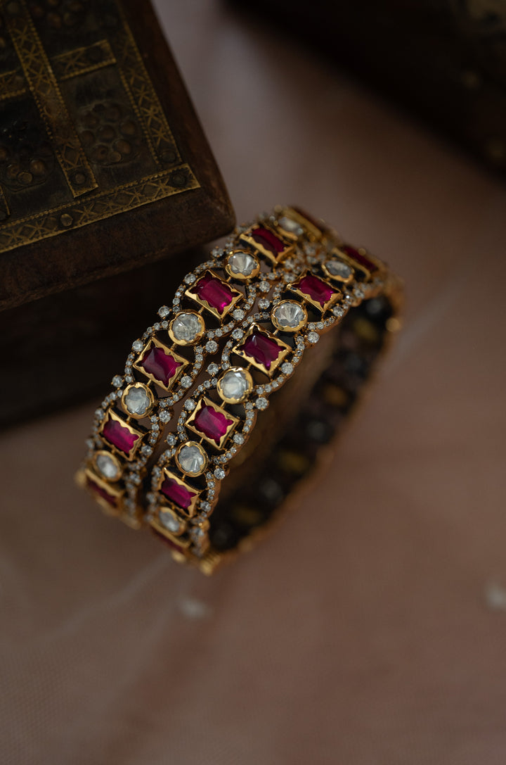 Ruhani Red Polki Bangles - Set of 2