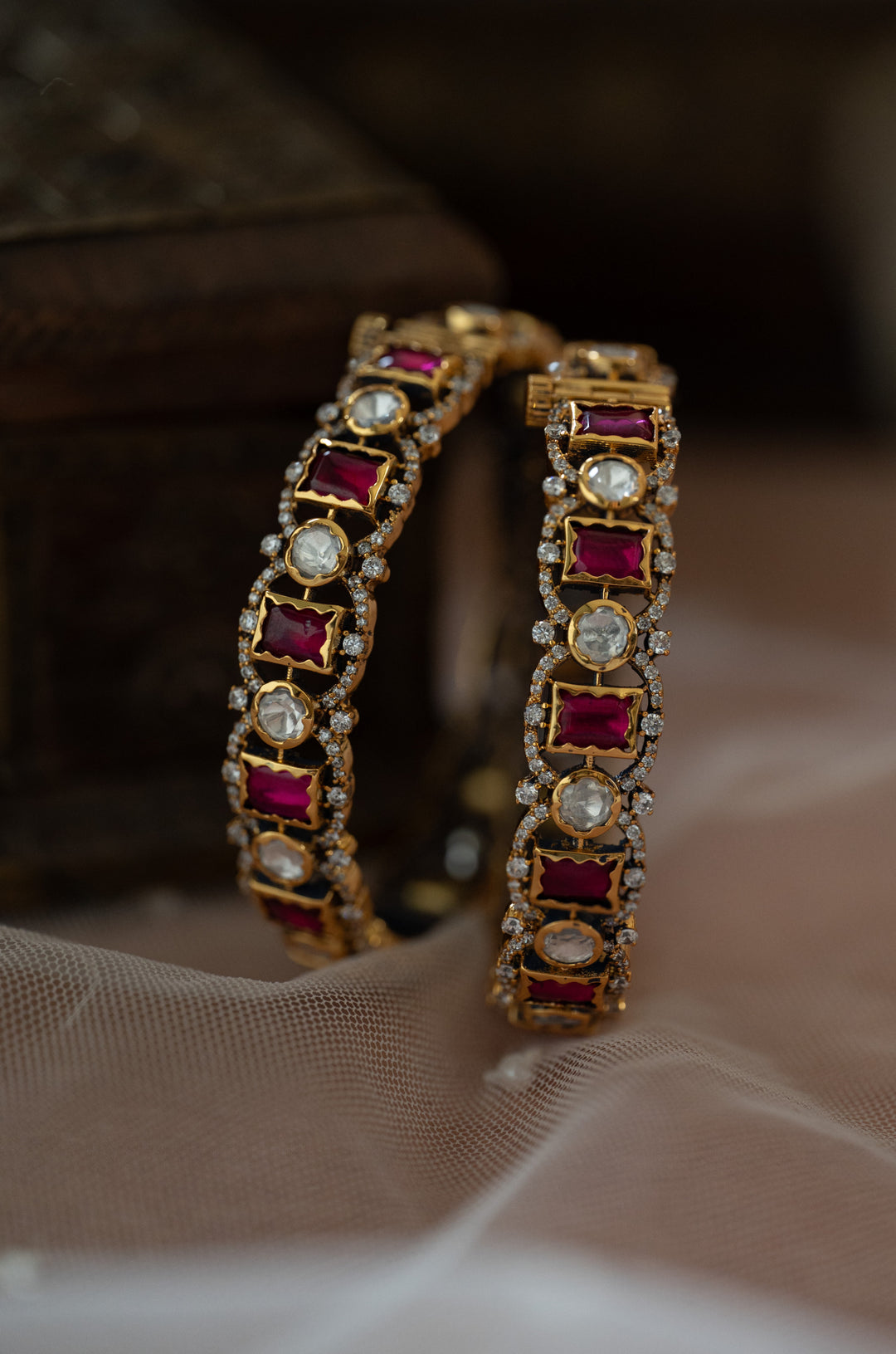 Ruhani Red Polki Bangles - Set of 2