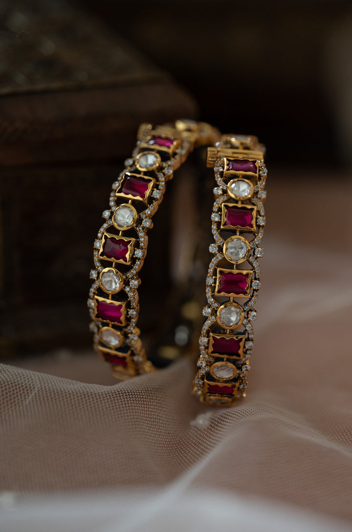 Ruhani Red Polki Bangles - Set of 2