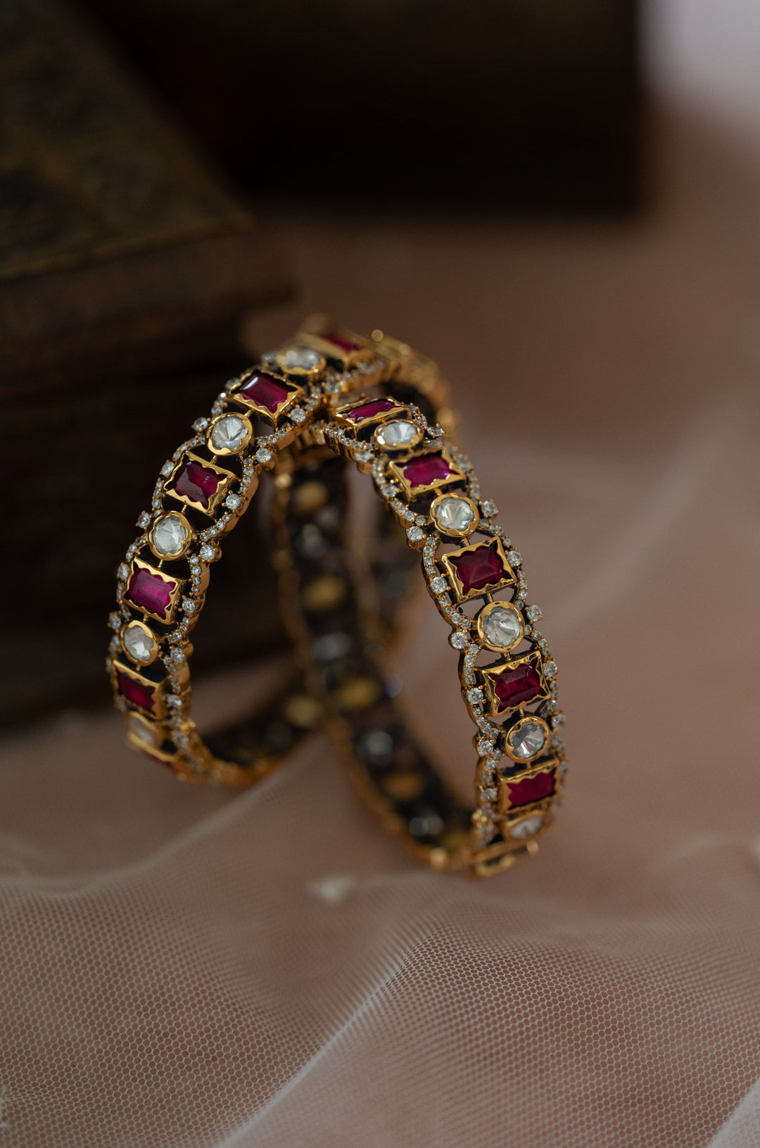 Ruhani Red Polki Bangles - Set of 2