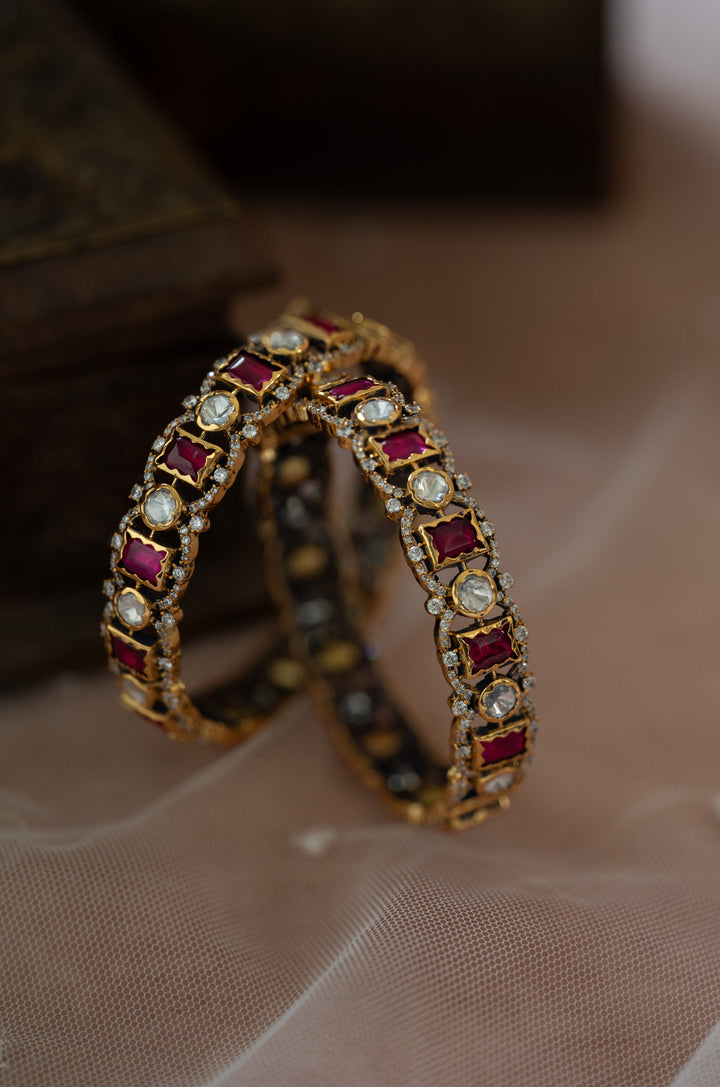 Ruhani Red Polki Bangles - Set of 2
