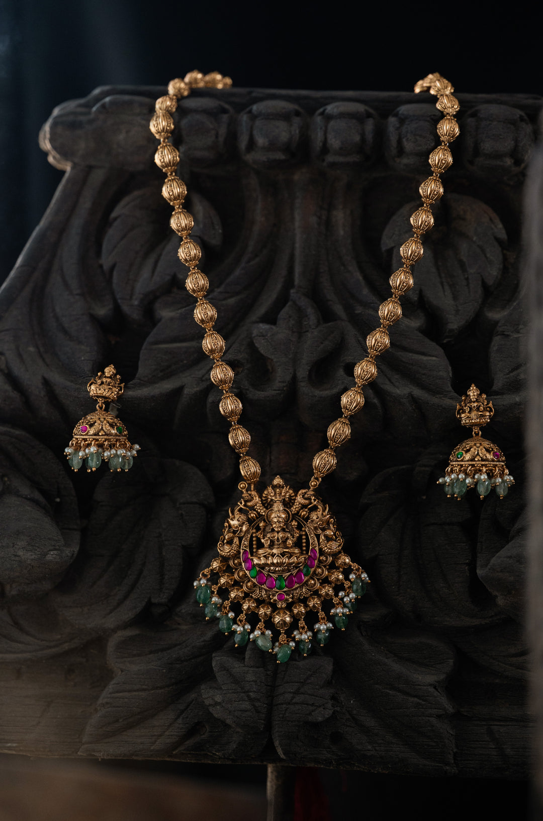 Gauri Temple Work Pendant Necklace Set