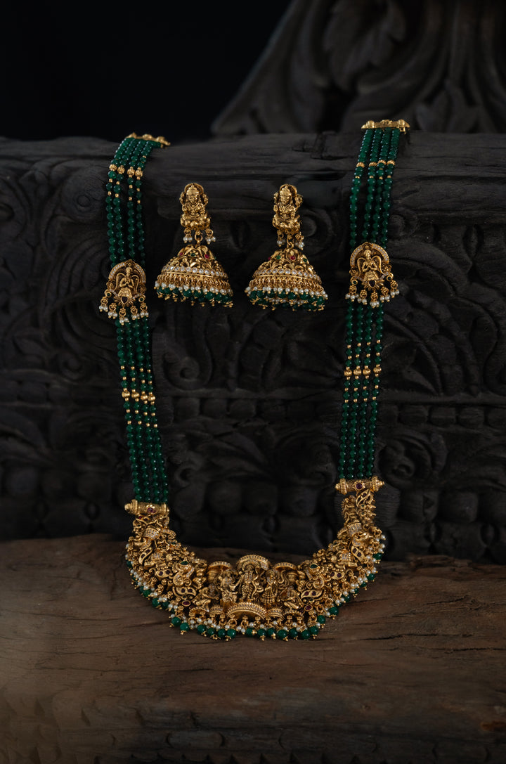 Kamakshi Green Temple Necklace Set