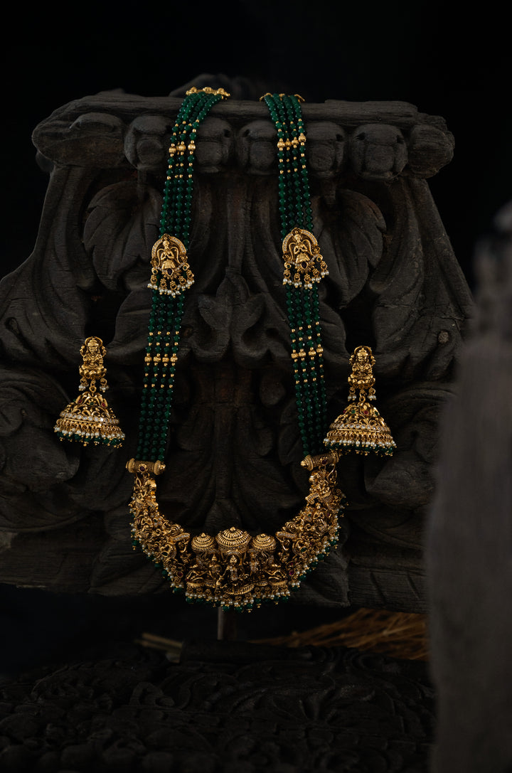 Kamakshi Green Temple Necklace Set