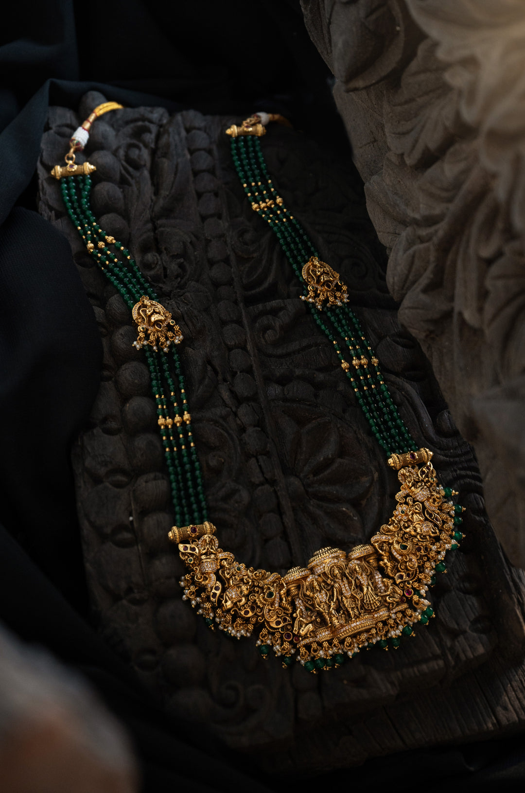 Kamakshi Green Temple Necklace Set