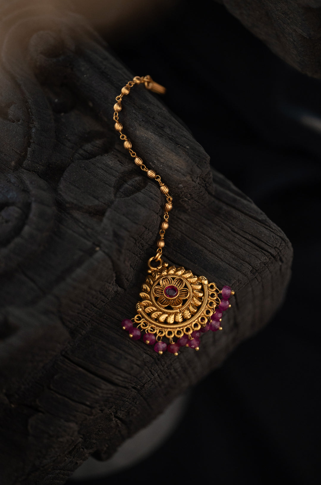 Gargi Pink Temple Work Maangtikka