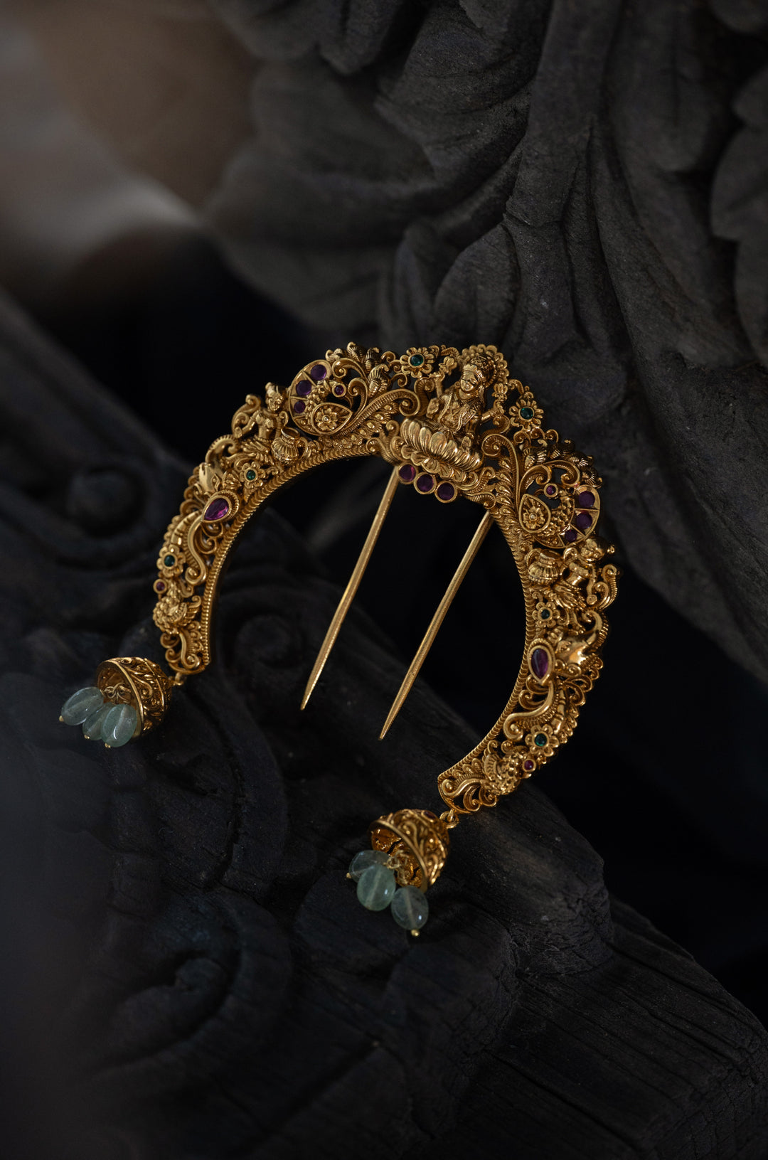 Nisha Mint Temple Work Braid Pin