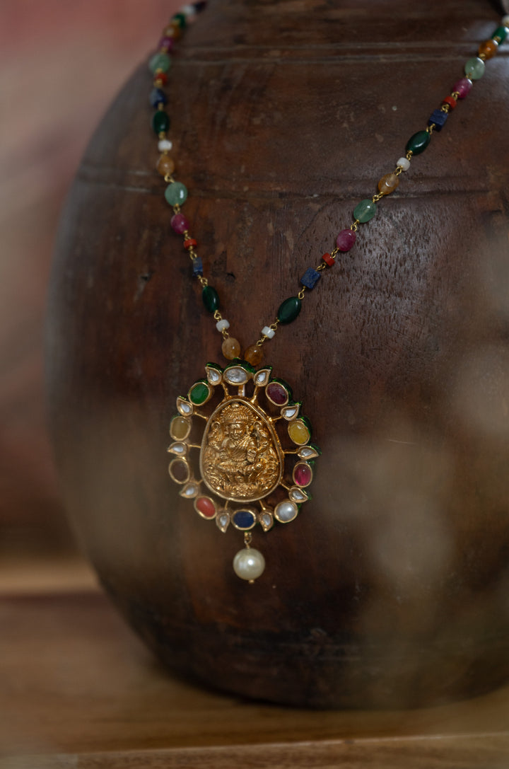 Vaidehi Navrattan Temple Pendant Necklace