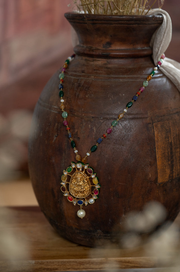 Vaidehi Navrattan Temple Pendant Necklace