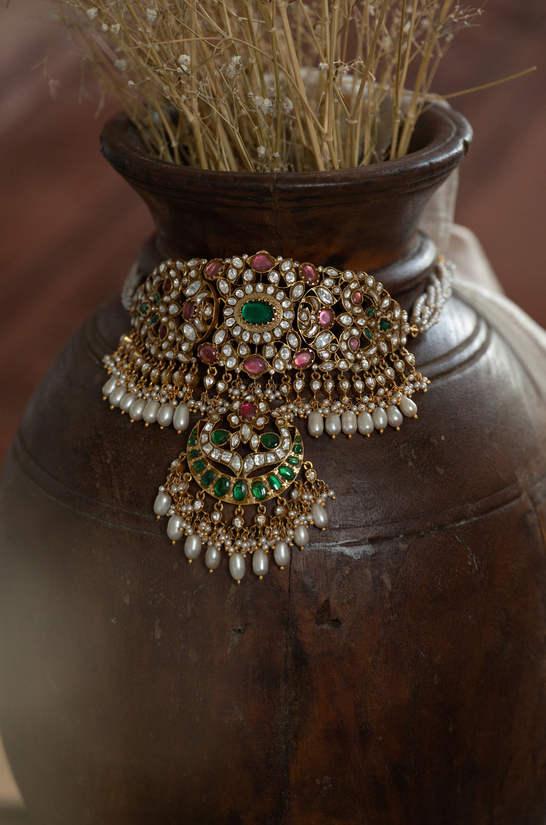 Tavisha Green Silver Necklace Set