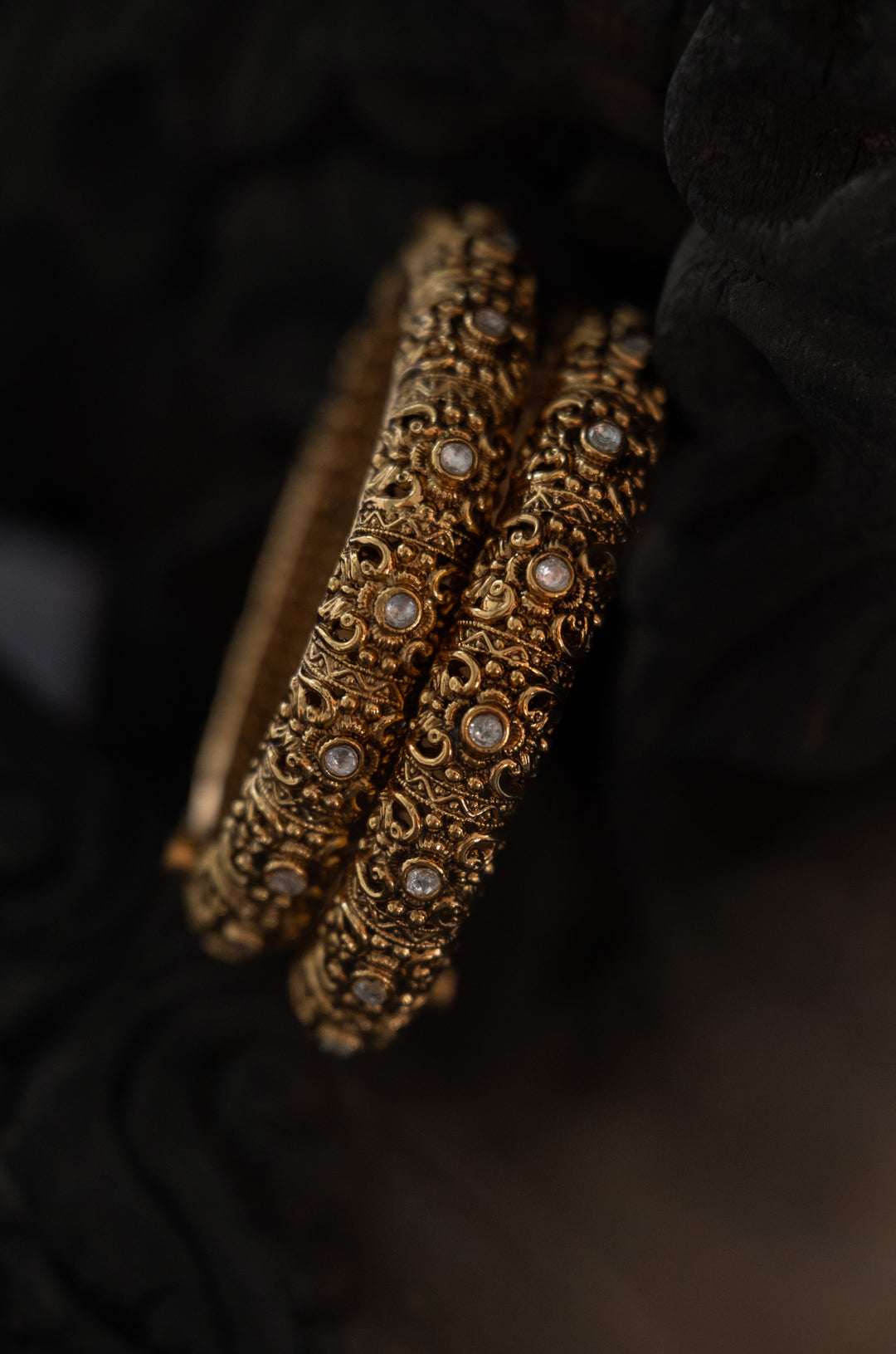 Srilatha Temple Work Bangles - Set Of 2