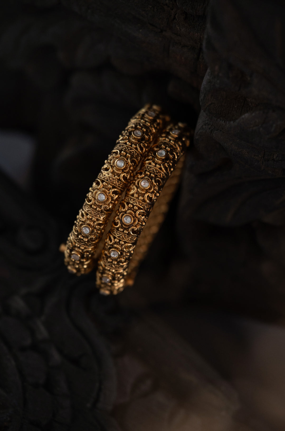 Srilatha Temple Work Bangles - Set Of 2