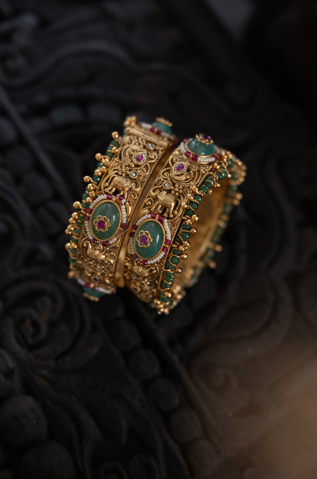 Safina Mint Temple Bangles - Set of 2
