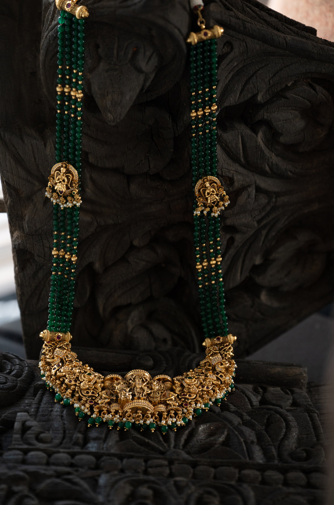 Kamakshi Green Temple Necklace Set