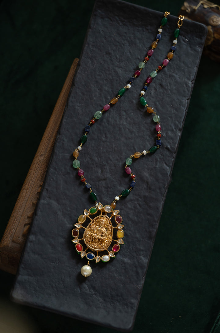 Vaidehi Navrattan Temple Pendant Necklace