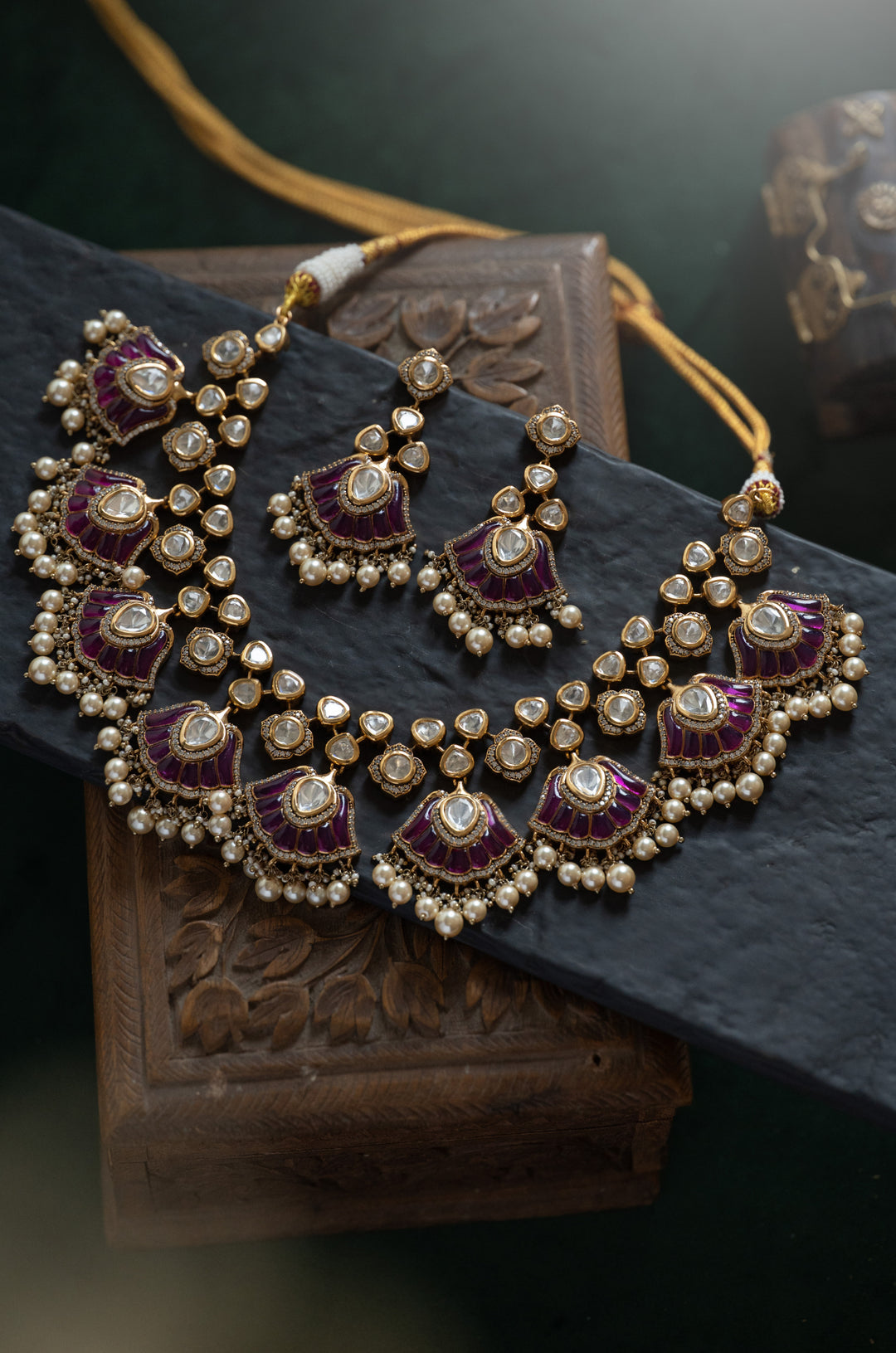 Sheba Pink Polki Necklace Set