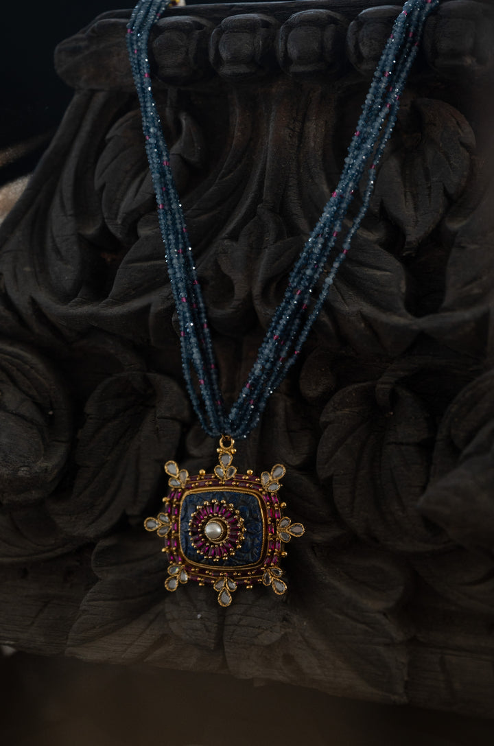 Marasim Blue Temple Work Necklace
